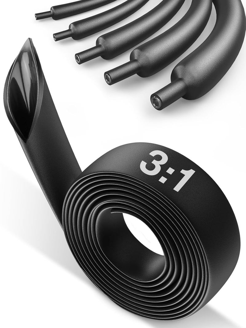 EVENTRONIC 3/4" Heat Shrink Tubing-3:1 Ratio Adhesive Lined-Marine Grade Heat Shrink Tube-Wire Waterproof Industrial Large Heat Shrink Tubing-Black-13.2FT - Image 1